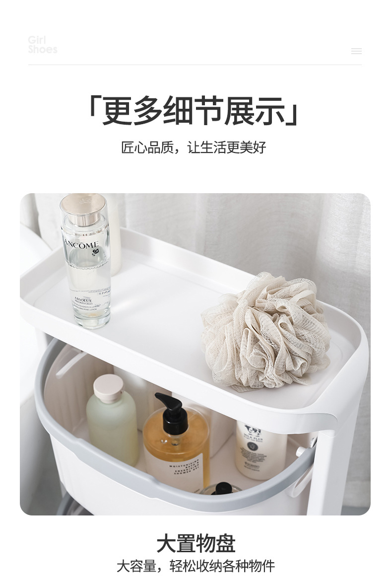 Factory direct sales: Household multi-functional storage rack with wheels, rotating bathroom floor-standing storage basket, bathroom laundry basket pic 30