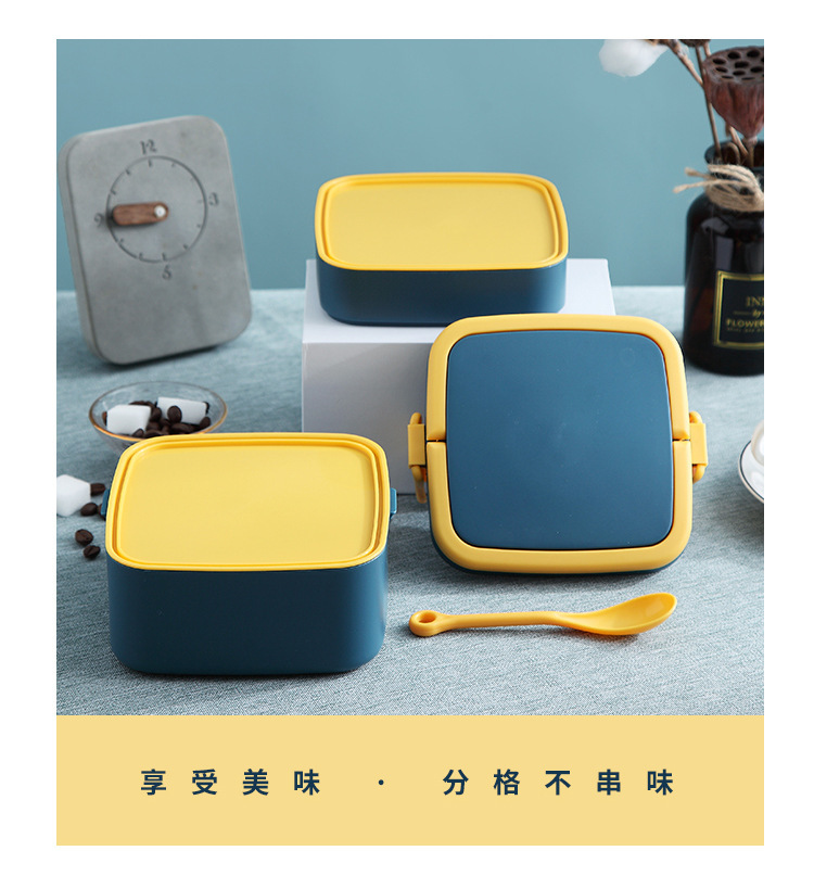 INS网红手提双层饭盒便携午餐盒学生便当盒塑料可微波炉Bento Box详情18