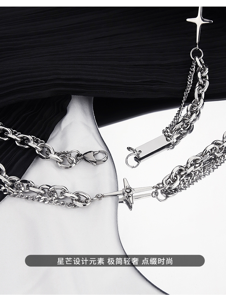 Starlight titanium steel bracelet: A trendy and retro Instagram niche design for men and a cool hip-hop accessory for women pic 7