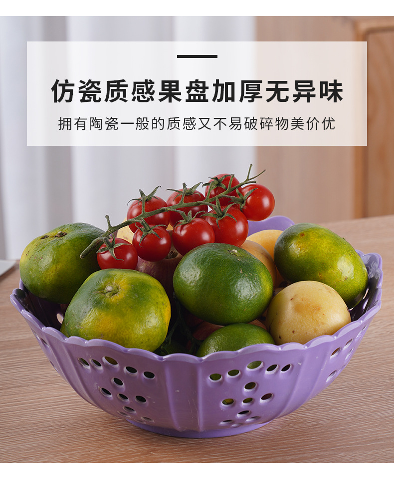 Fashionable octagonal hole hollowed-out Chenjing best-selling melamine fruit plate, imitation porcelain creative fruit basket, kitchen draining basket, vegetable basket pic 20