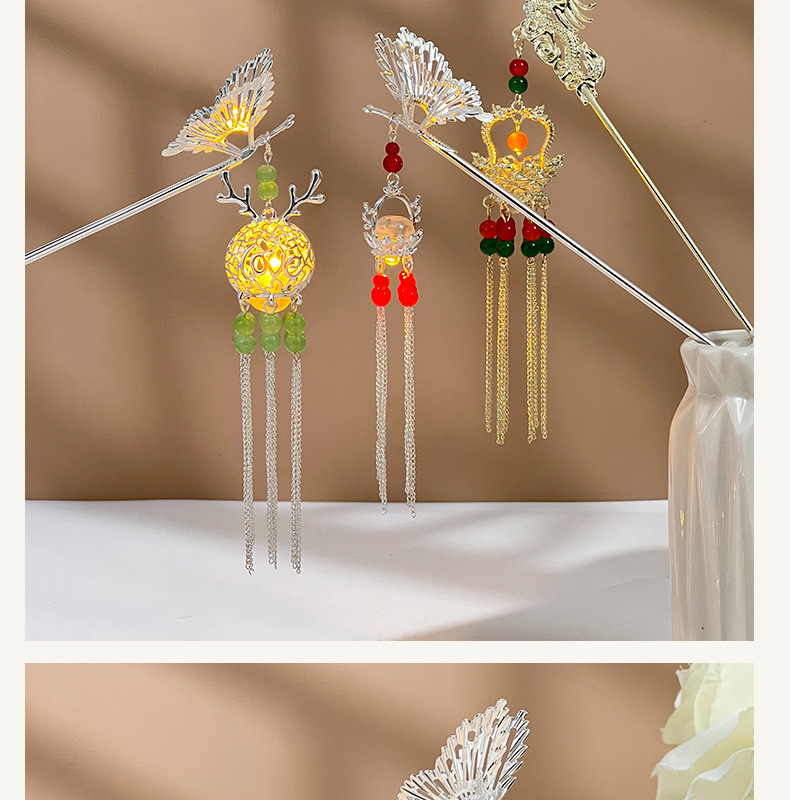 古风发簪流苏发光龙灯笼簪子挽发宫廷仙气头饰日常气质百搭发饰品详情11