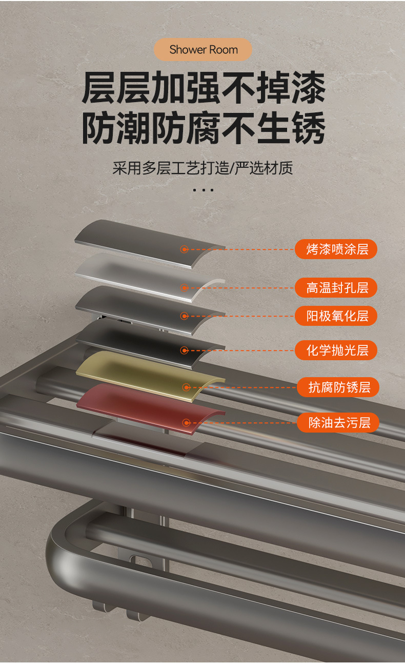 Gao Wenhai aluminum alloy bathroom storage rack, no-drilling bathroom towel rack, bathroom storage rack, one-piece consignment pic 12