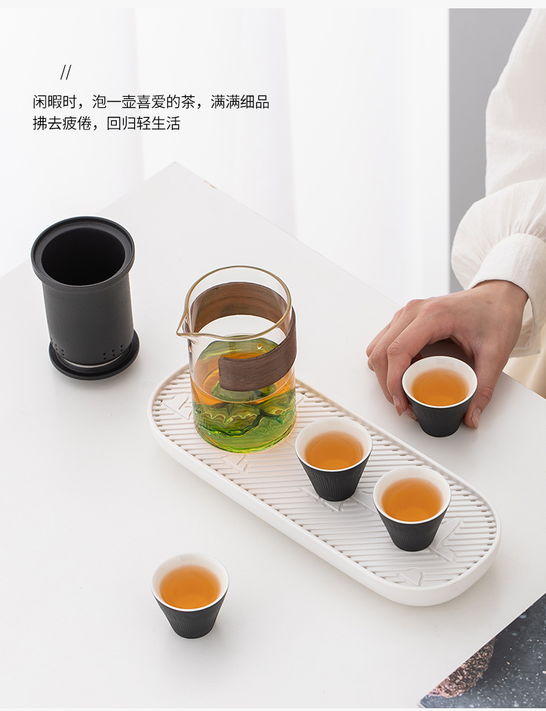 Travel tea set, business gift wholesale, glass outdoor one pot and four cups, ceramic quick customer cup, customized logo pic 18
