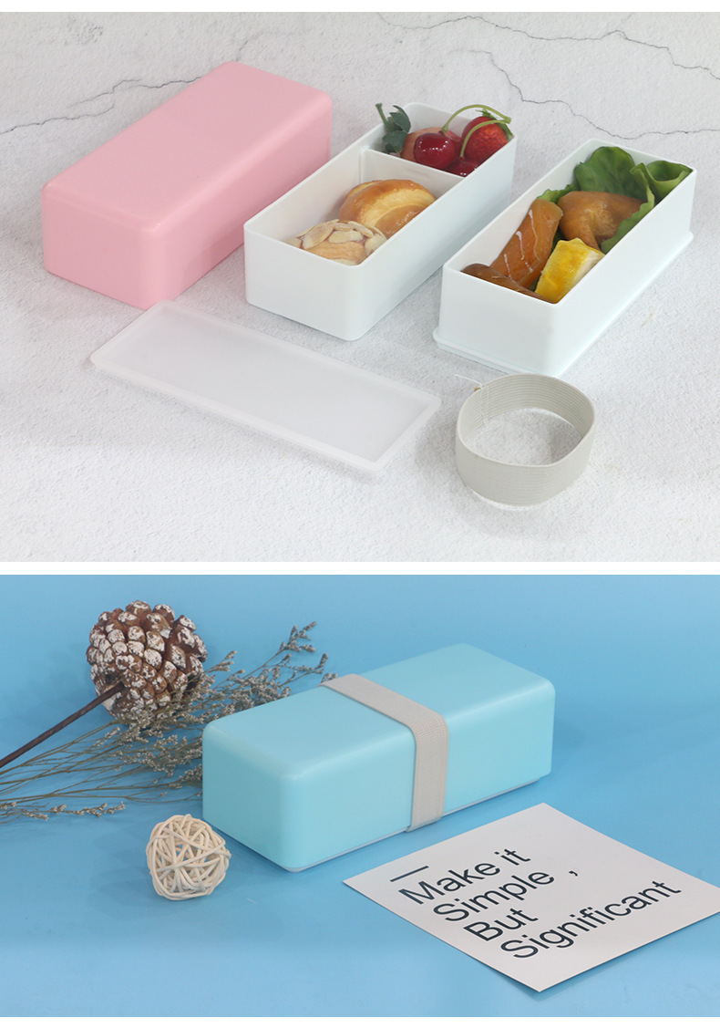 INS japonés de doble capa comprimido lunch box plegable pequeño fresco simple bento box para adultos estudiantes con lunch box pic 18