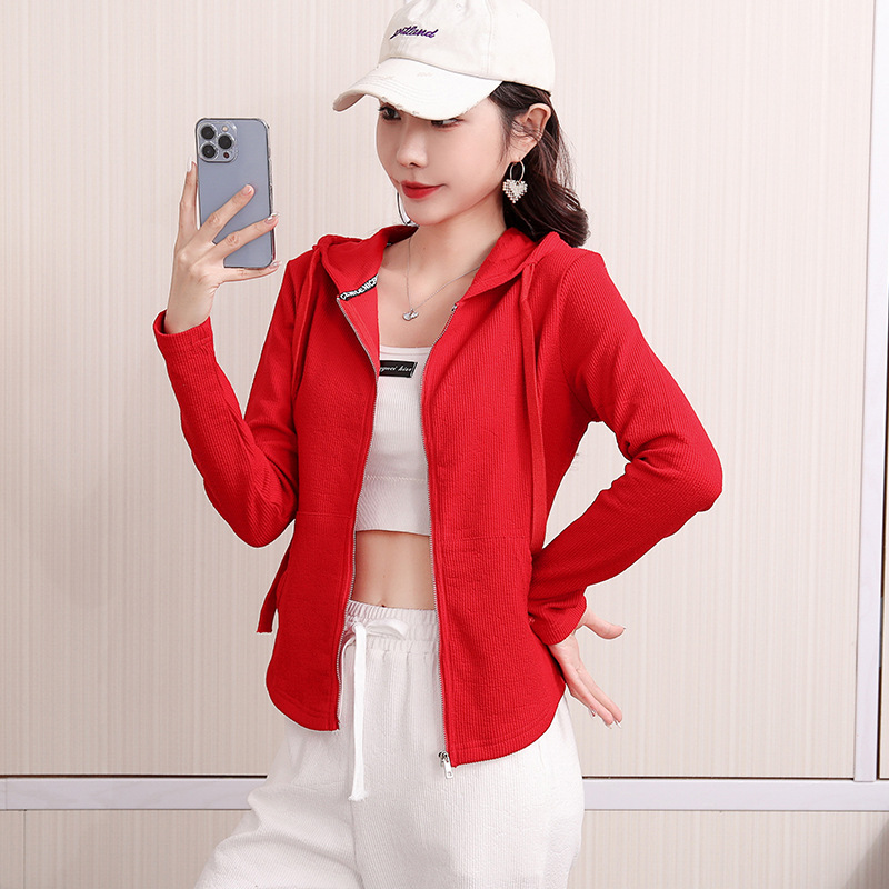 Early spring pure cotton fashionable casual set for women, loose, sporty and slimming straight-leg high-waisted wide-leg pants, zipper hooded jacket pic 81