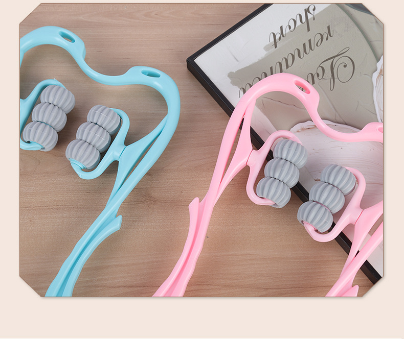 Circular massage wheel cervical massager, manual massage for the neck and shoulders, six-wheel massager with neck clamping pic 12