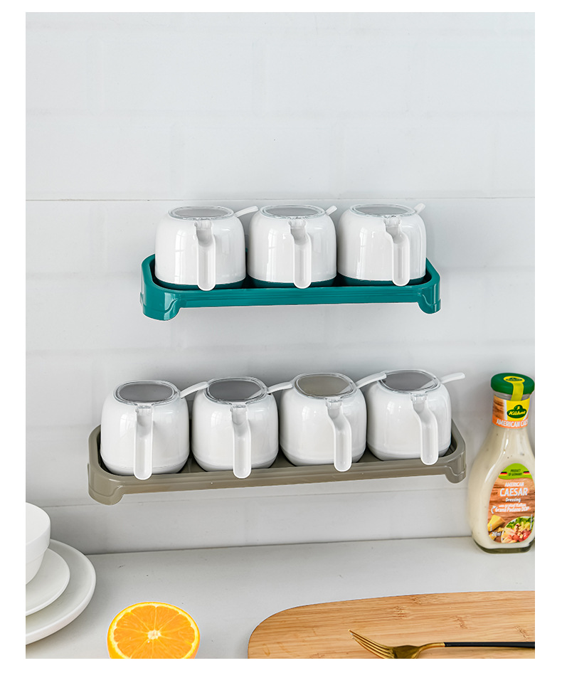 Factory direct sales of new creative plastic seasoning boxes, no drilling, no marks, wall-mounted kitchen seasoning storage boxes wholesale pic 4