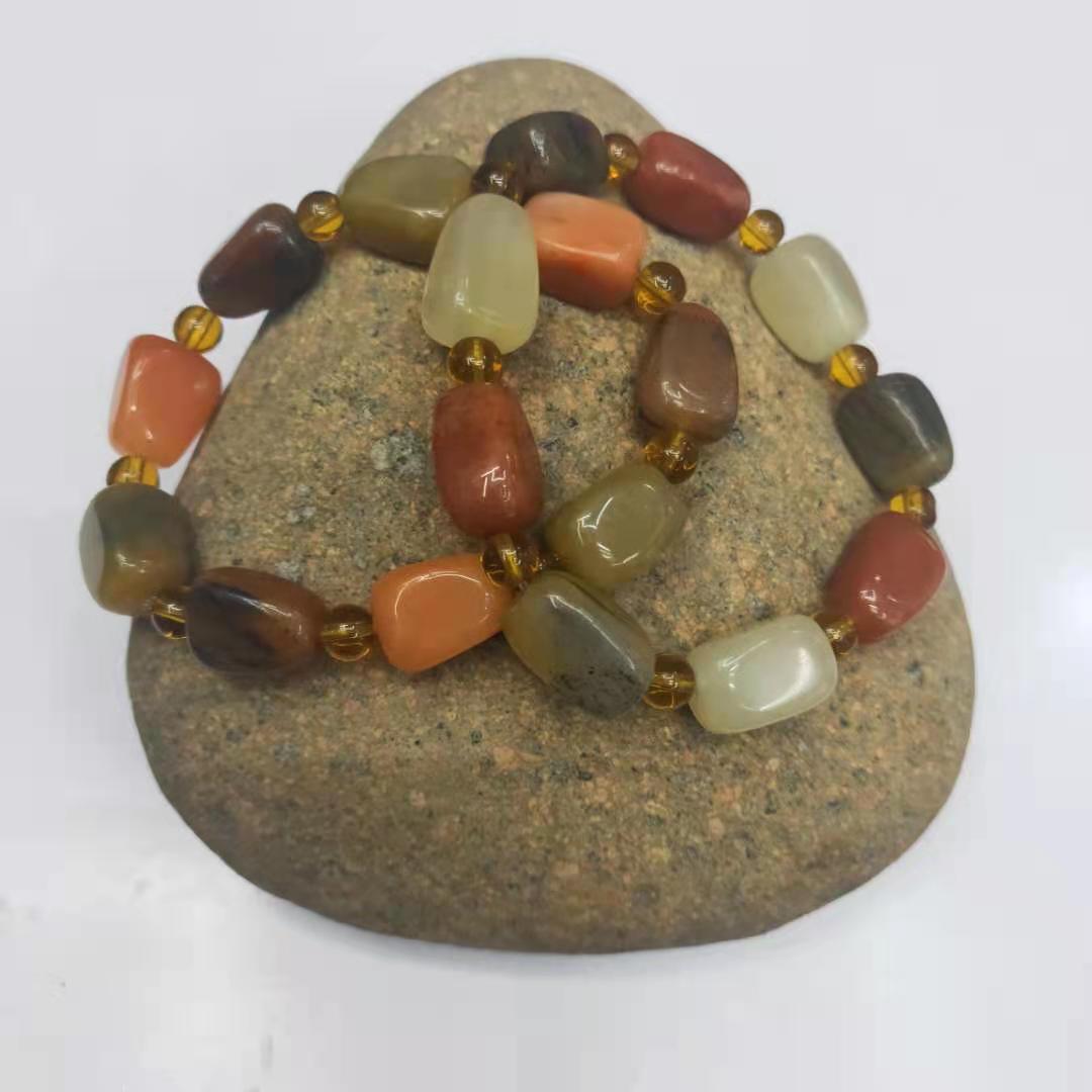 Jewelry and accessories, Xinjiang golden thread jade square irregular combination bracelet, Buddhist prayer beads, jade bracelet diy factory wholesale pic 9