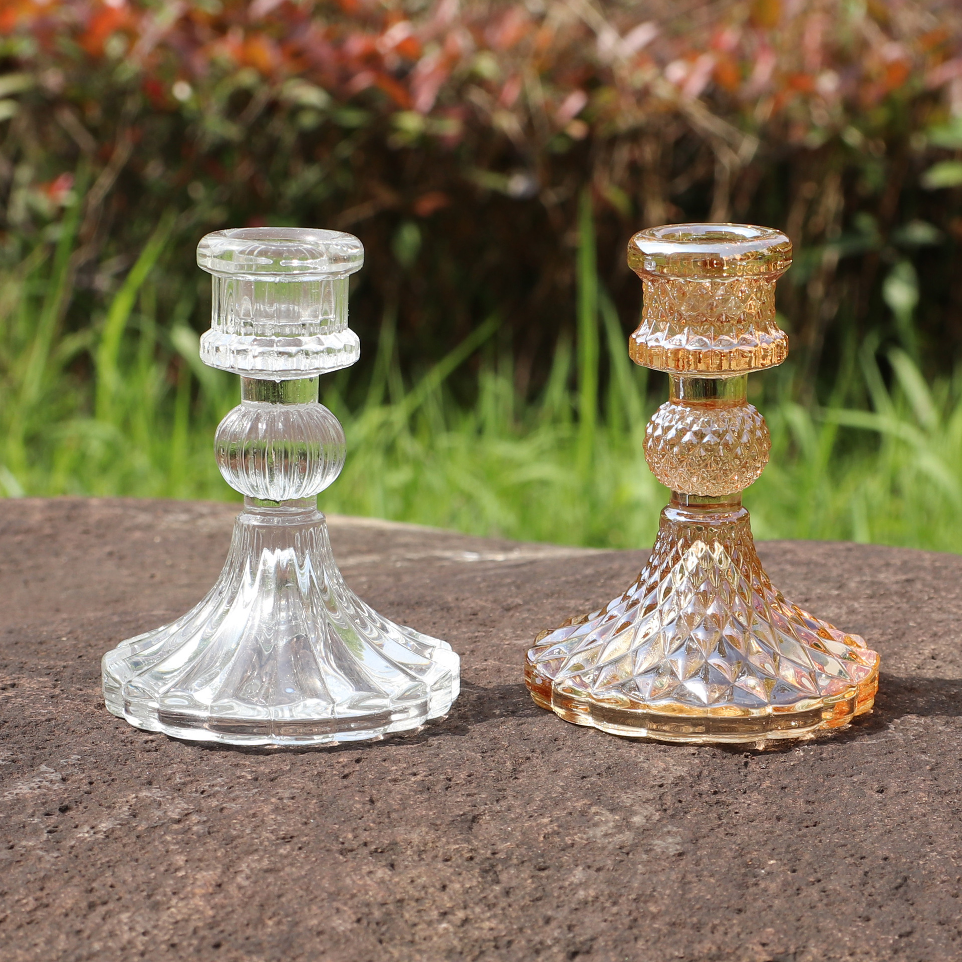 European-style simple ins glass candlestick, household pole wax base, romantic dining table candlestick, creative home decoration pic 14