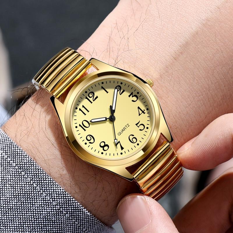 中老年人松紧弹簧带老人手表男女大数字防水夜光石英手表批发详情20