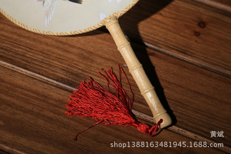 DIY手绘圆形空白扇子宫扇蒲扇团扇真丝扇高级书法绘画扇批发详情14