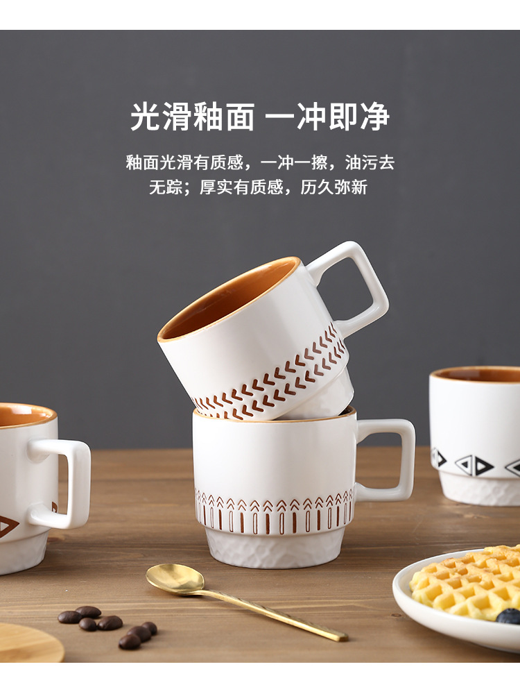 Simple ceramic cups, office mugs, breakfast coffee cups, milk cups, afternoon tea cups set, can be affixed with logos pic 13