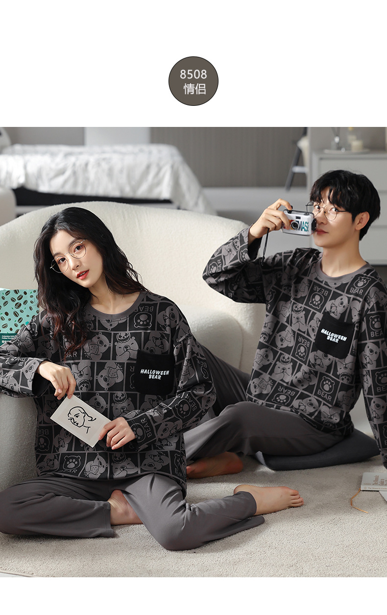 品牌情侣睡衣女长袖纯棉冬季新款韩版男士大码秋冬全棉家居服套装详情24