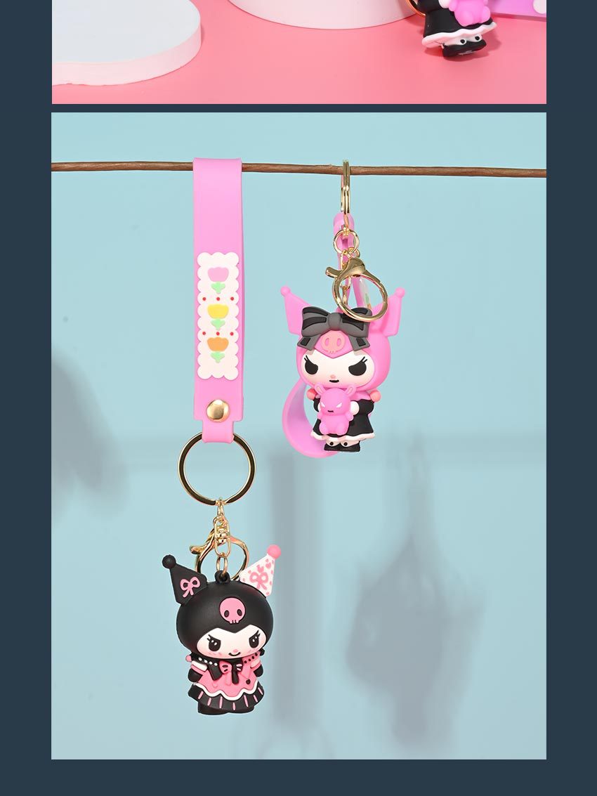 三丽鸥库洛米钥匙扣卡通3D公仔书包挂件小礼品pvc软胶钥匙扣挂件详情9