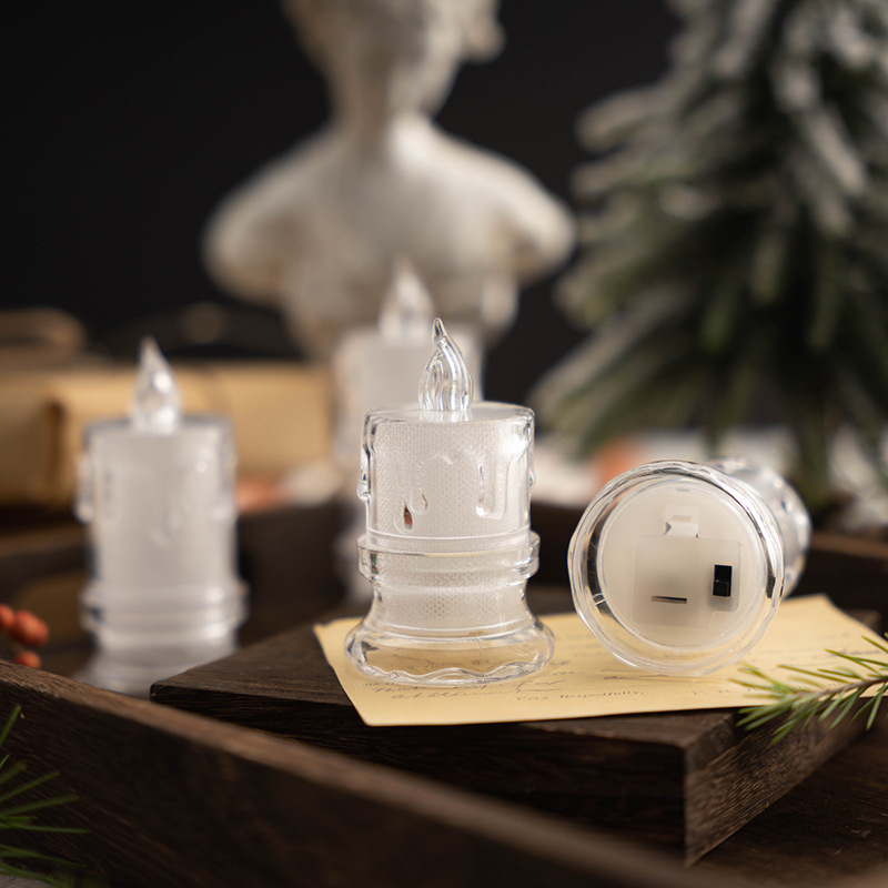 New transparent teardrop-shaped base simulation LED electronic candle, InS-style luminous creative birthday decoration night light pic 21