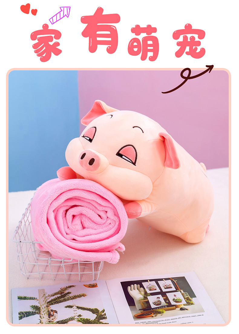 New cartoon animal throw pillow, two-in-one pig doll, air-conditioned blanket, birthday gift for the event, one-piece delivery pic 7