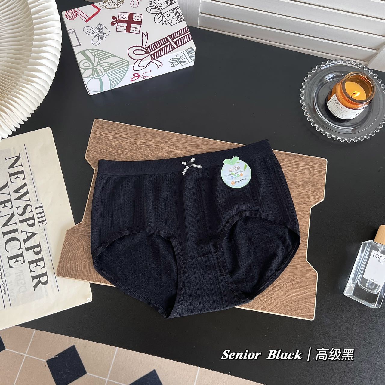 新款7A蚕丝底裆女士内裤蕾丝透气中腰提臀防走光三角裤女收腹无缝详情30