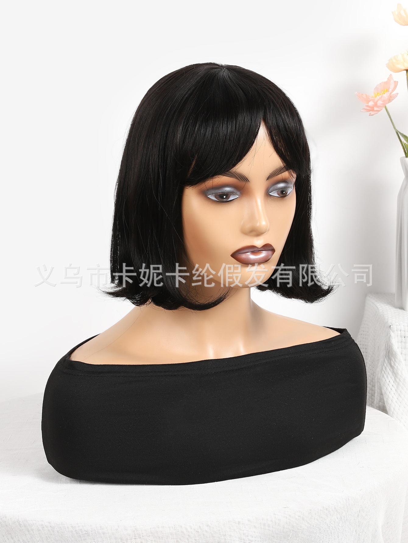 Peluca para mujeres nuevo estilo bobo corto de ocho letras flequilla mecanismo fibra química estilo de peinado falso en stock al por mayor NK0033 pic 6