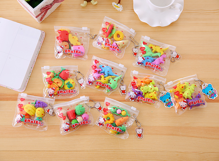 Zipper bag animal fruit cake, Christmas eraser, student prize, student eraser wholesale pic 11