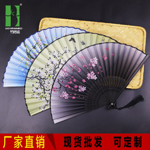 绢布竹质伴娘接亲折扇子女中国古风学生和风日式扇竹制品扇子批发详情3