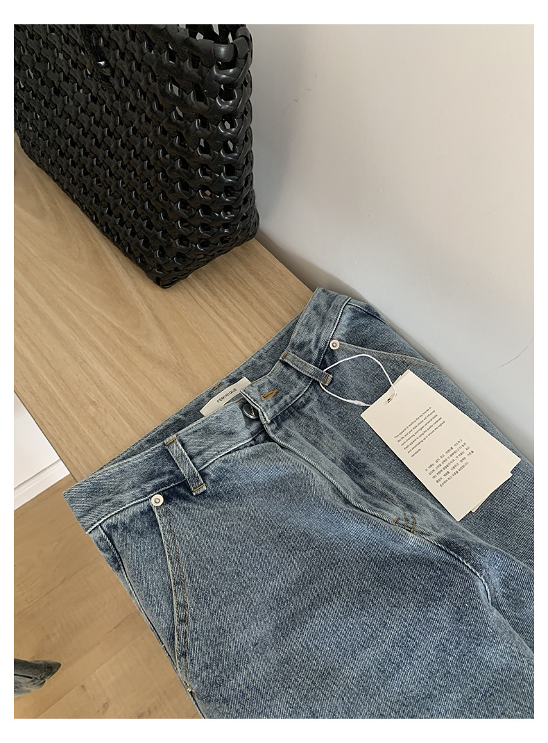 2024年秋季新款韩国东大门简约通勤百搭水洗做旧复古直筒牛仔裤女详情25