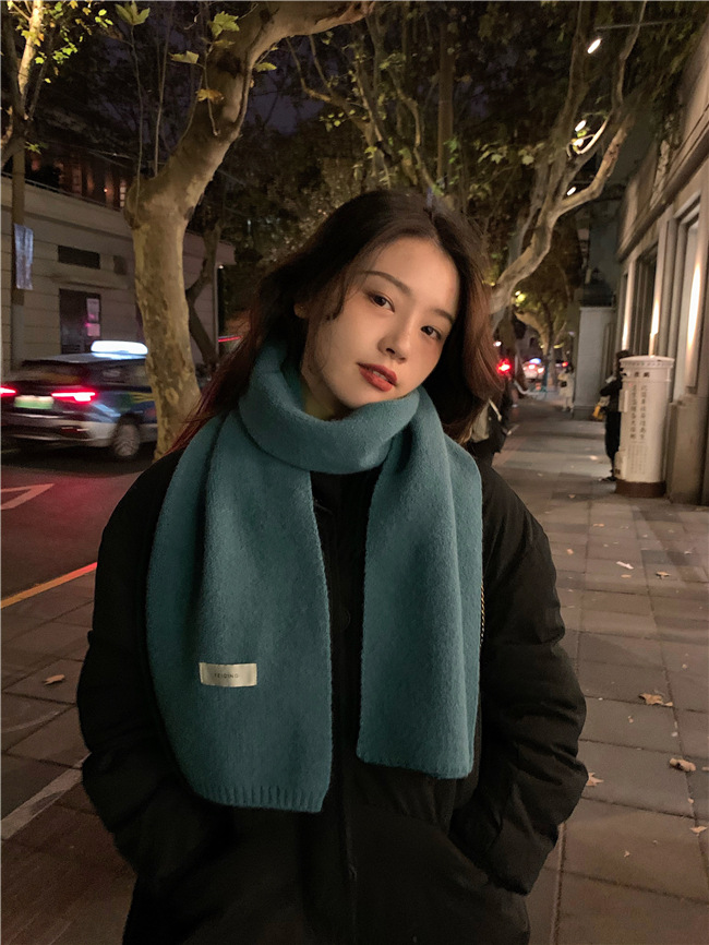 韩版ins保暖纯色围巾女秋冬季百搭时尚学生针织小围脖男新款毛线详情11