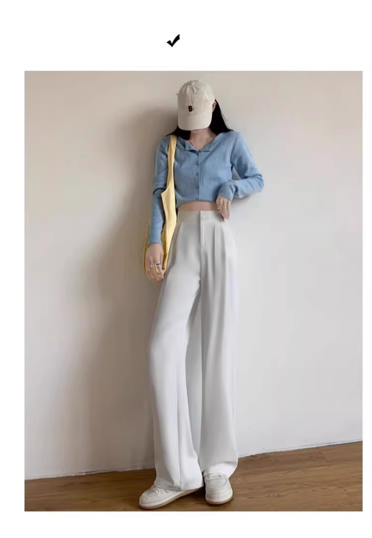 西装裤子女春夏2024新款高级垂坠感直筒休闲西裤小个子冰丝阔腿裤详情24