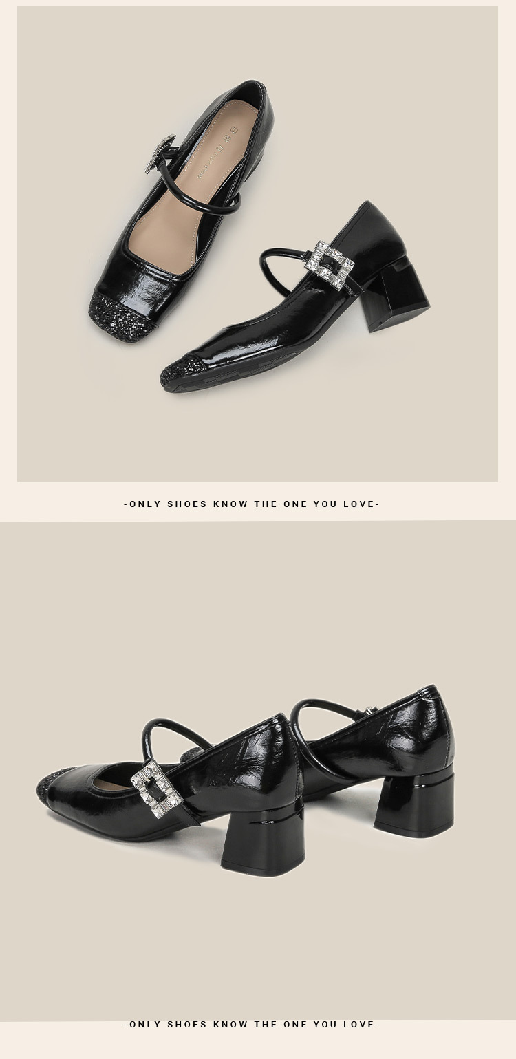 H923-2女鞋夏高级感高跟鞋拼色方头粗跟玛丽珍单鞋日常配裙子外穿详情16