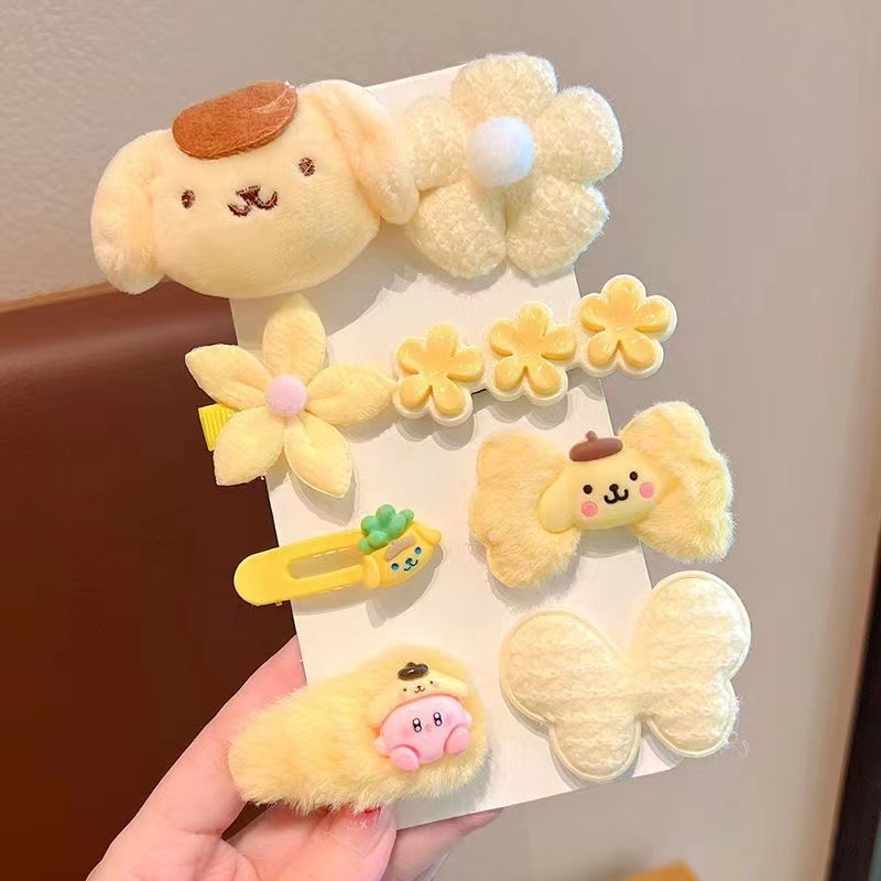 新款毛绒发夹卡通少女发卡可爱草莓熊儿童发饰套装冬款毛毛头饰详情2