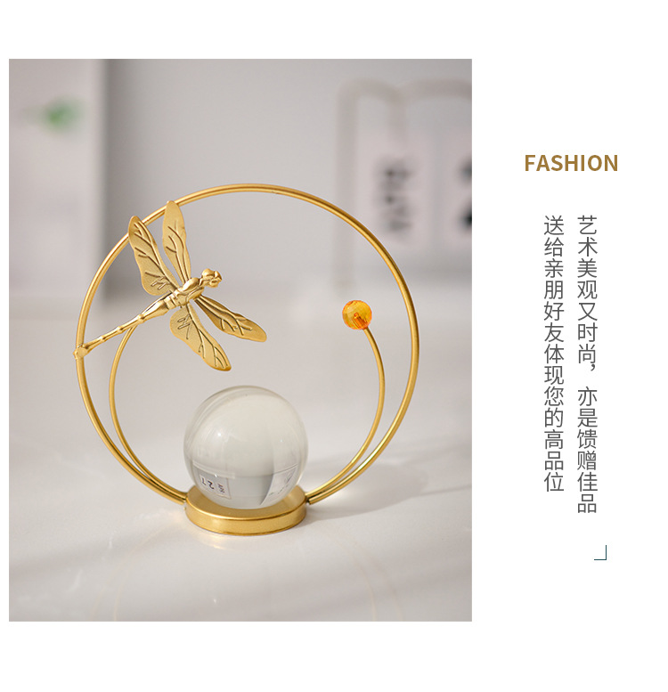 European-style home furnishings, TV cabinet, creative decorative items, light luxury tabletop for the living room entrance, ironwork crystal ball ornaments pic 18