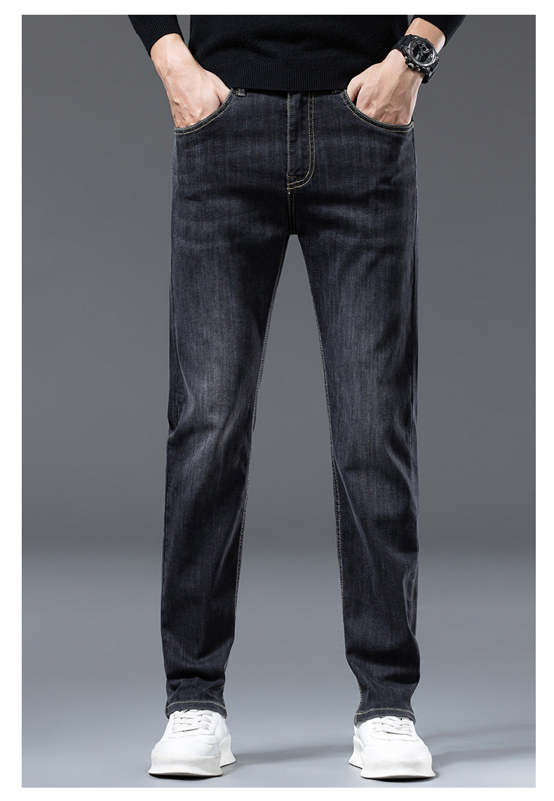 高端潮流牛仔裤男士秋冬新款轻奢时尚修身小脚百搭弹力休闲长裤子详情23