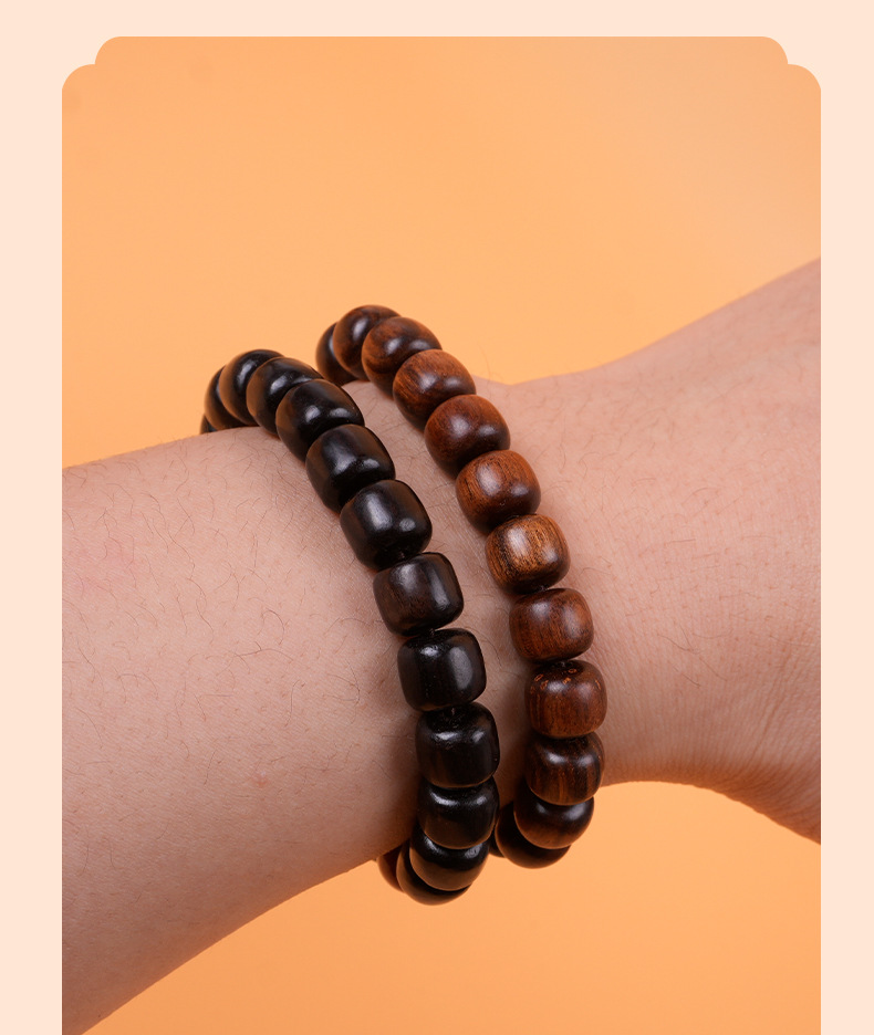 厂家批发绿檀黑檀芭比檀香男女款念珠手链手串佛珠DIY文玩单圈详情6