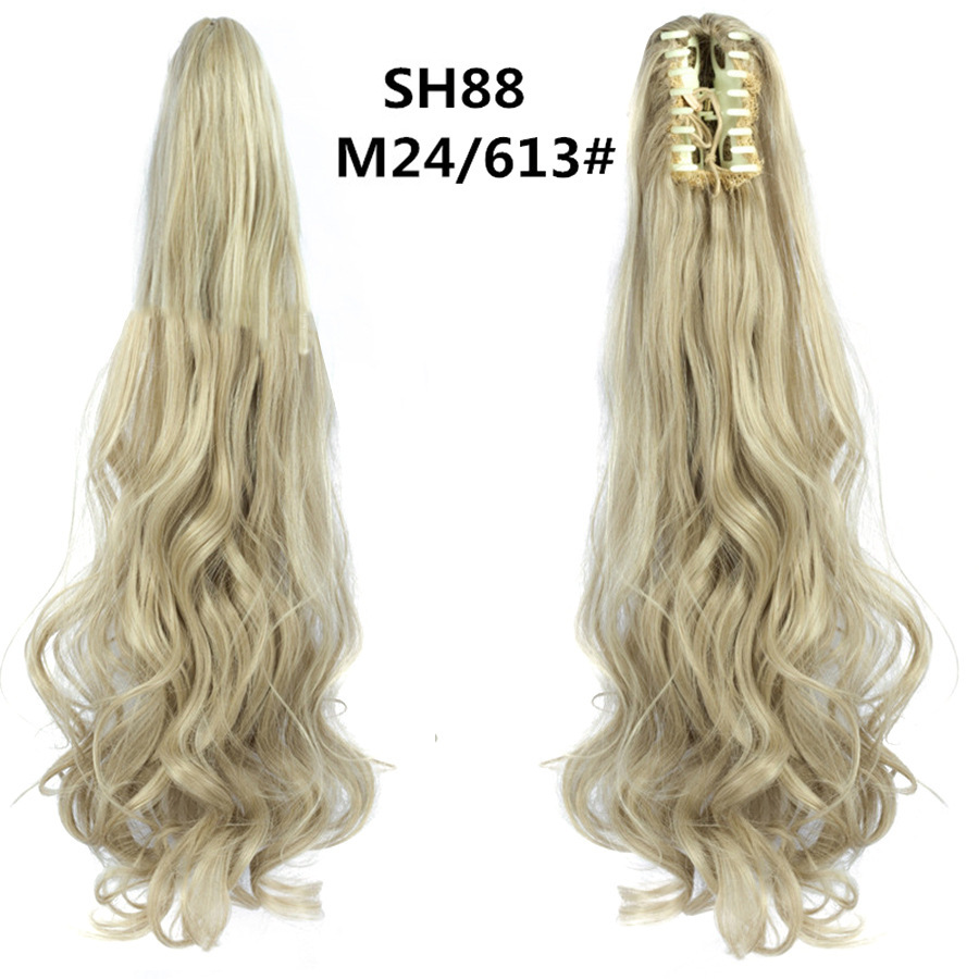 European and American style claw clip long curly hair, tiger mouth claw clip ponytail simulation wig, fluffy and natural ponytail pic 50