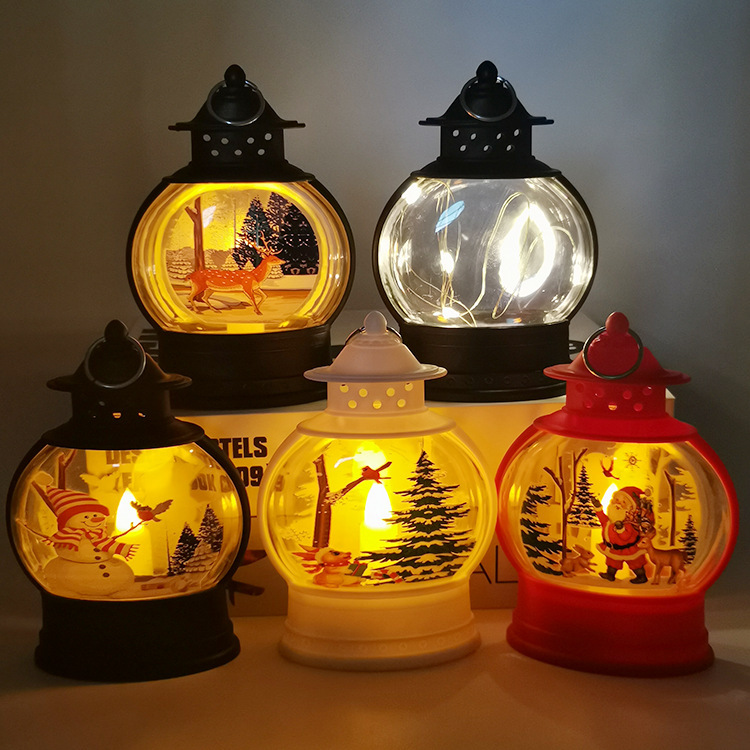 Christmas retro small oil lamp, LED electronic candle lamp, outdoor home small lantern, plastic flat horse lamp, night light, wind light pic 3