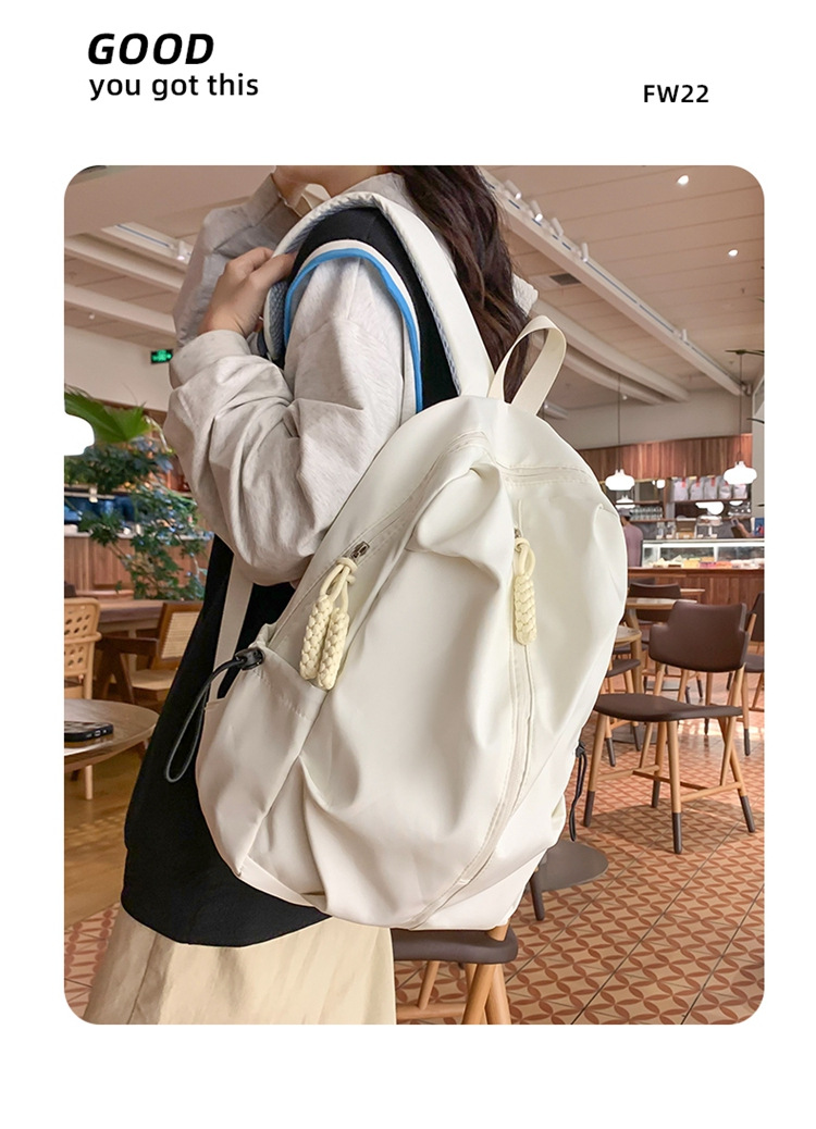 双肩包流行质感书包女初高中生学生旅行大容量背包纯色简约休闲包详情7