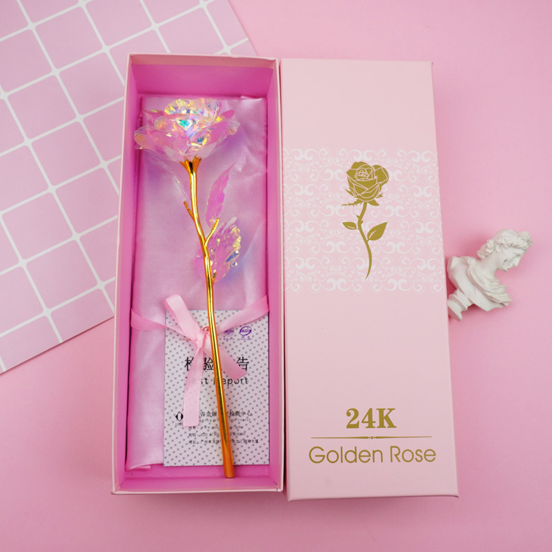 情人节24K彩金金箔玫瑰康乃馨 圣诞节玫瑰带礼盒活动赠品批发母亲节礼品详情11