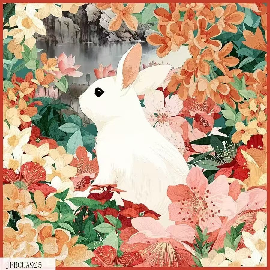 国潮香云纱花萝70*70新中式苏杭小方巾双面双色丝巾厂家代发扎染详情23