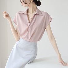 French white shirt for women 2023 Spring and Autumn, a unique and distinctive chiffon shirt and Tencel top pic 5