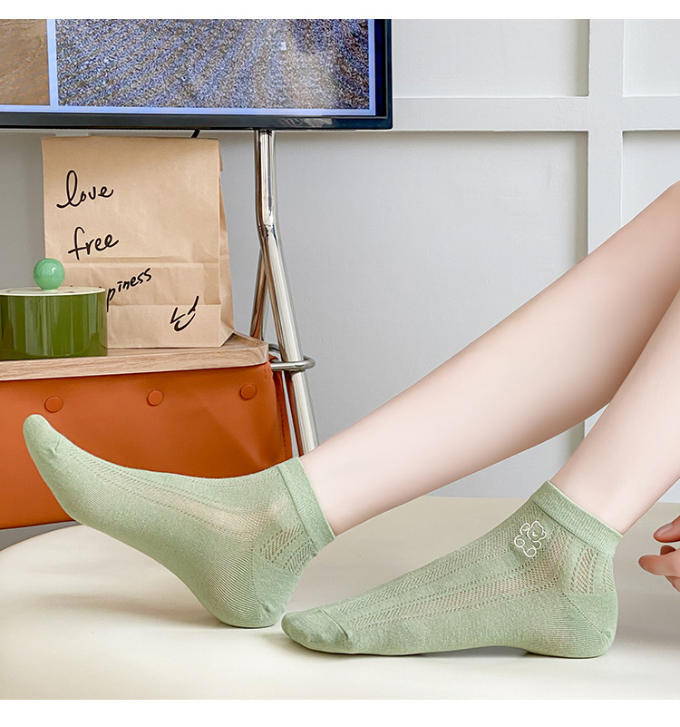袜子地摊一件代发女士袜子夏季薄款网眼透气吸汗短筒女袜百搭休闲浅口船袜诸暨批发一件代发详情9