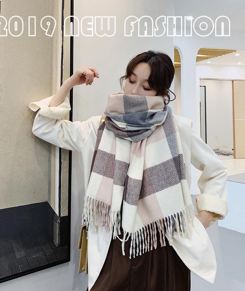 2020格子围巾秋冬季新款双面仿羊绒女加厚长款保暖披肩时尚百搭详情4