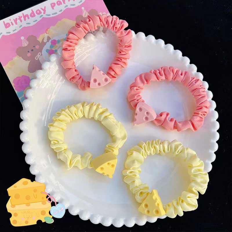Cute and sweet, with a high level of appearance, cheese and cheese hair bands in a girlish heart, sweet and tender pink small intestine hair bands, headbands and headwear for girls pic 5