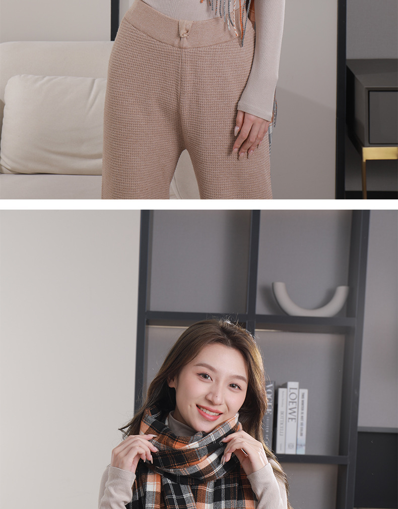 格子围巾女2023冬季新款百搭保暖刺毛仿羊绒流苏披肩围脖外贸批发详情16
