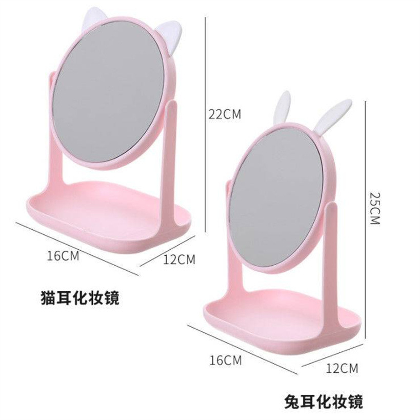 New tray stand vanity mirror, rabbit ear mirror, dressing mirror, round and rotatable double-sided cat ear mirror pic 15