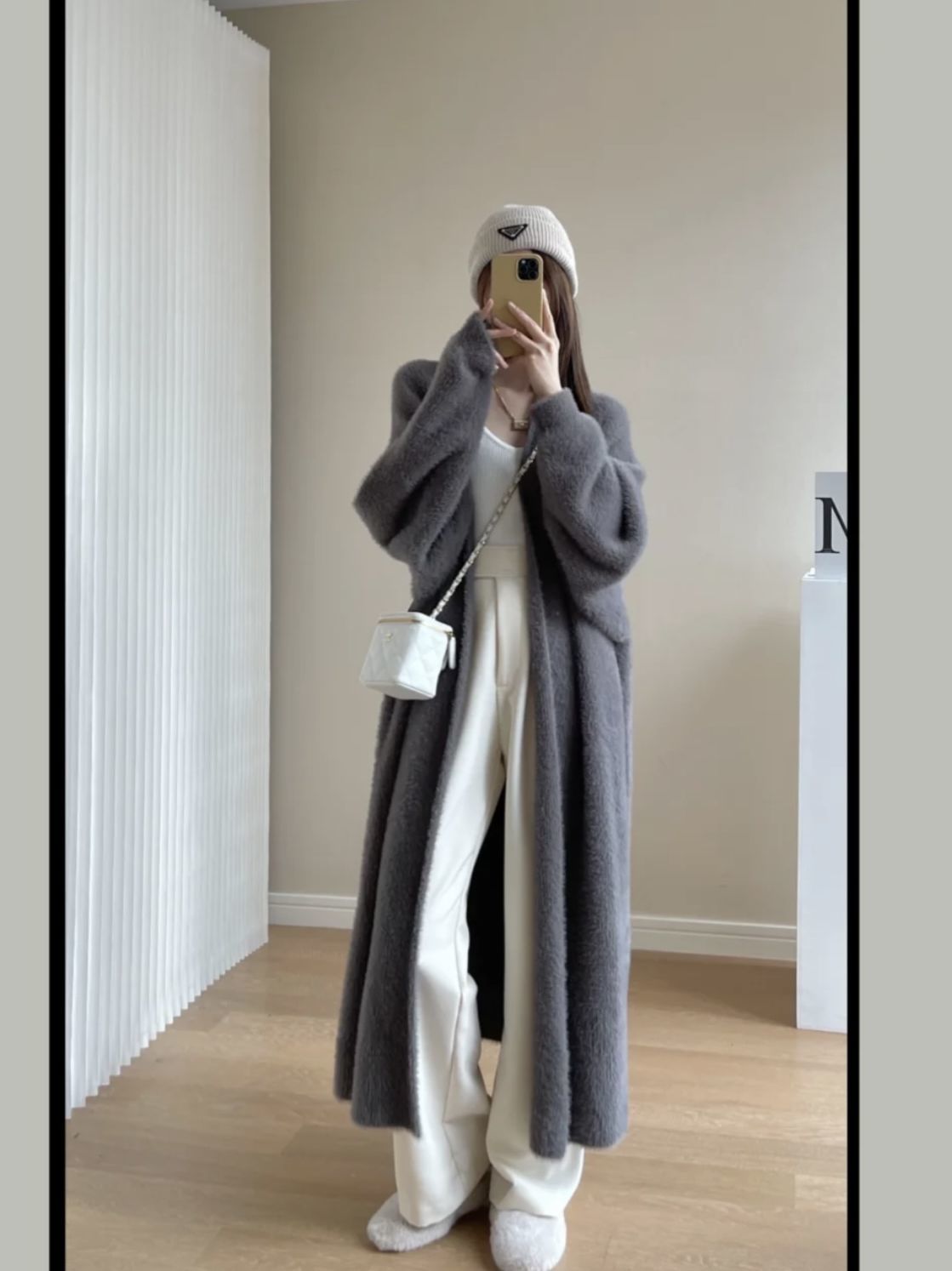 2023 Spring and Autumn laid-back and loose, knee-length, thickened, pure imitation mink fleece knitted sweater cardigan for women pic 22