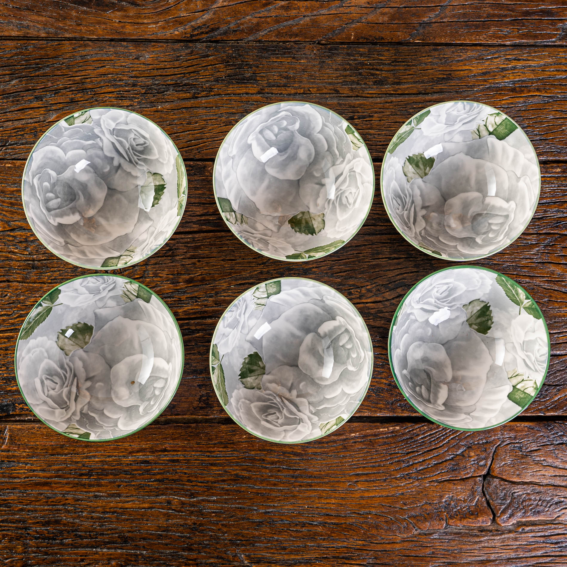 釉下彩陶瓷4.5英寸米饭碗汤碗家用商端中式餐具灰黄牡丹套装6个装详情4