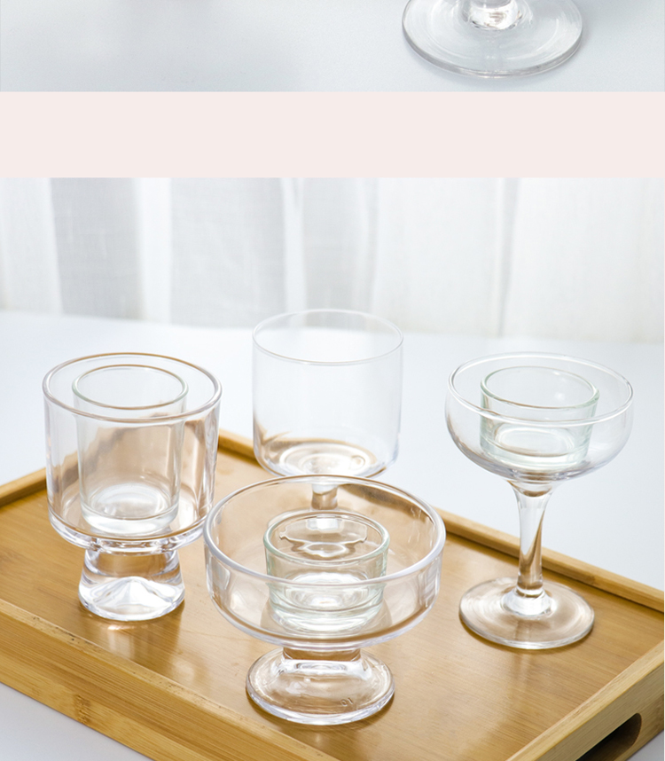 美沐儿 高脚玻璃杯烛台DIY香薰蜡烛玻璃空杯水晶果冻蜡干花杯详情15