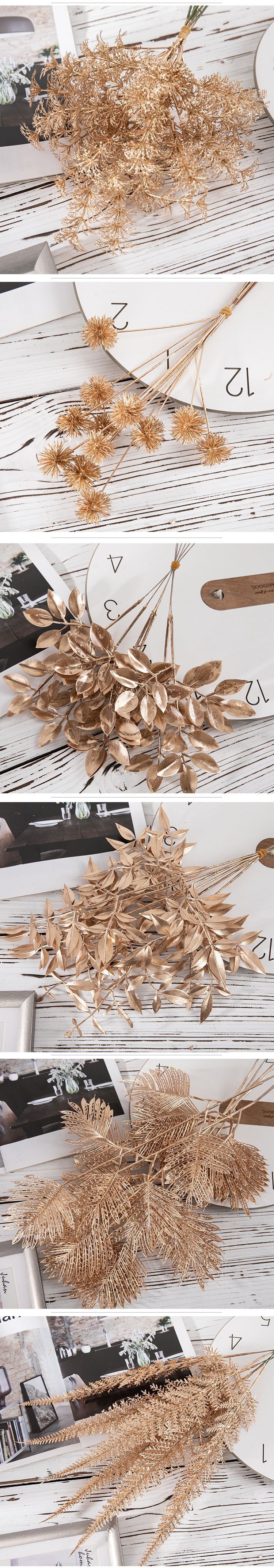 源头厂家新年花年宵花喷金色配件过金过银仿真花家居装饰圣诞假花详情6