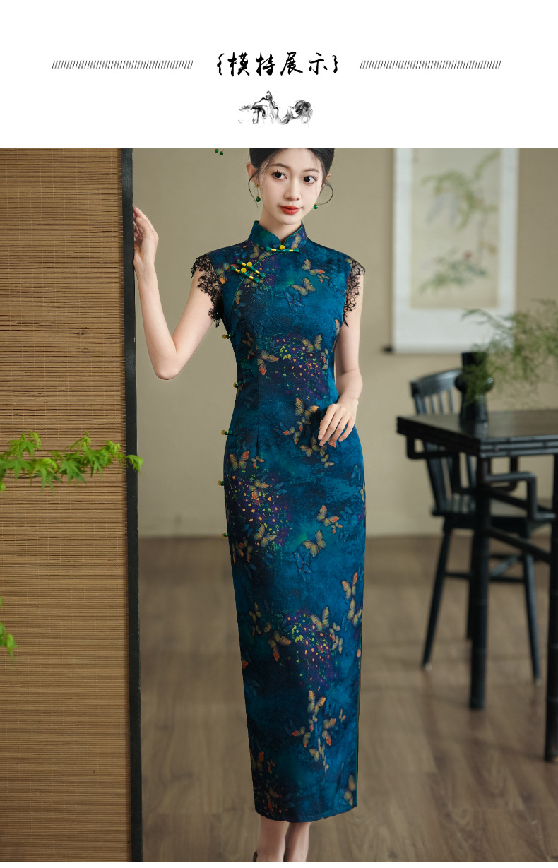 The new Spring/Summer 2024 Xiangyunsi long sleeveless cheongsam is a high-end, elegant, slimming and retro Chinese dress pic 10
