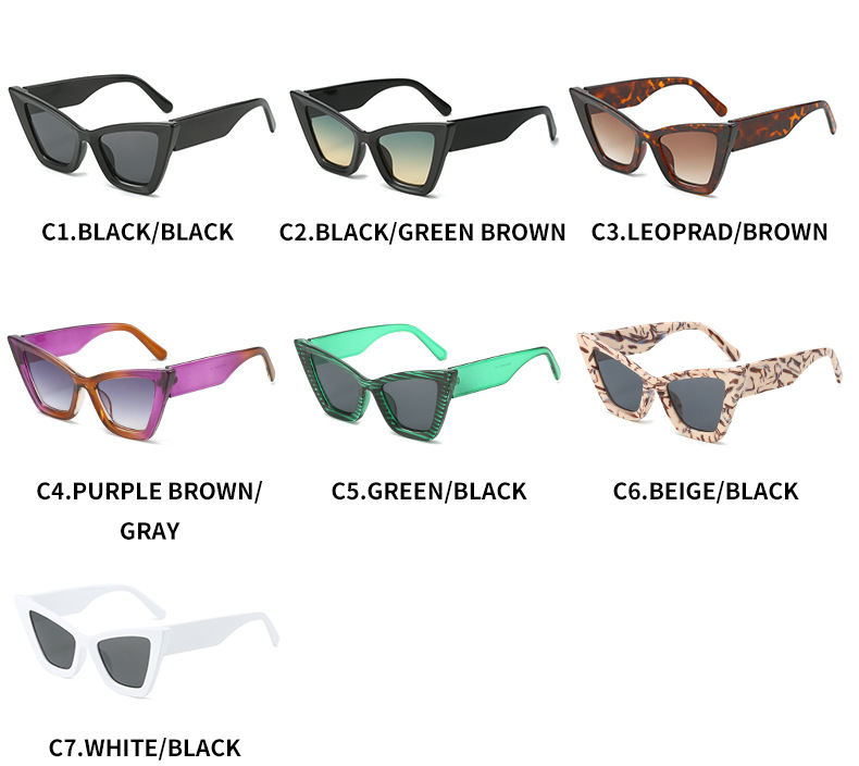 欧美女士猫眼太阳镜彩色花纹修饰脸型潮流墨镜街拍派对眼镜M459详情6