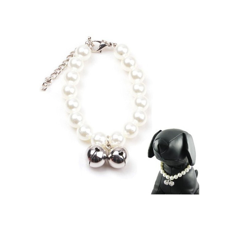 Pet necklaces, cute princess-style cat pearl necklaces, jewelry with bells, pet collars, accessories manufacturer wholesale pic 1